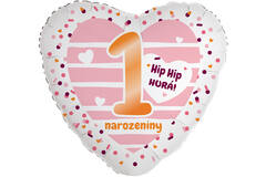 Standard Heart - Hip Hip Hura pink- CZE Foil Balloon RP40 Packaged 45 cm