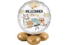 Balloon Bouquet - Willkommen Baby - GER Foil Balloon RP40 Packaged 45 cm