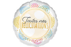 Standard - Joutes nos Felicitations - FRE Foil Balloon Packaged 45 cm