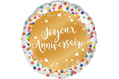 Standard - Joyeux Anniversaire Dots - FRE Foil Balloon RP40 Packaged 45 cm
