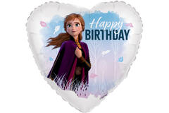 Foil Balloon - Heart Shape - Frozen Anna "Happy BIRTHDAY" - 45 cm
