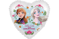 Foil Balloon - Heart Shape - Frozen Anna & Elsa "Alles Gute ZUM GEBURTSTAG" - 45 cm