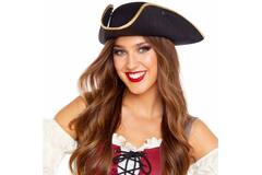 Pirate Hat molded - Black with Gold edge One size