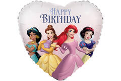Foil Balloon - Heart Shape - Disney Princesses "HAPPY BIRTHDAY" - 45 cm
