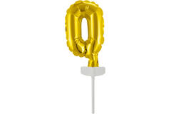 Micro Size Number 0 Gold Foil Balloon N6 Packaged 11 cm x 7 cm