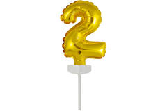 Micro Size Number 2 Gold Foil Balloon N6 Packaged 11 cm x 8 cm