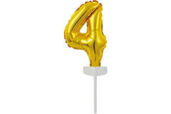 Micro Size Number 4 Gold Foil Balloon N6 Packaged 11 cm x 8 cm