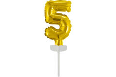 Micro Size Number 5 Gold Foil Balloon N6 Packaged 11 cm x 7 cm