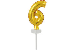 Micro Size Number 6 Gold Foil Balloon N6 Packaged 11 cm x 7 cm