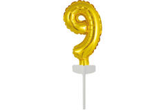 Micro Size Number 9 Gold Foil Balloon N6 Packaged 11 cm x 7 cm