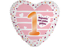 Foil Balloon - Heart Shape - " 16 Sretan ROĐENDAN" - Croatian - 45 cm