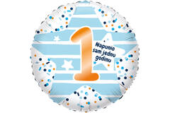 Foil Balloon - "1 Napunio sam jednu godinu" - Croatian - 45 cm