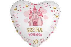 Foil Balloon - Heart Shape - Princess/Princeza"SRETAN ROĐENDAN" - Croatian - 45 cm