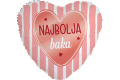 Foil Balloon - Heart Shape - "NAJBOLJA baka" - Croatian - 45 cm