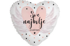 Foil Balloon - Heart Shape - "Sve najbolje ZA KRŠTENJE" - 45 cm