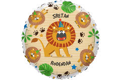 Foil Balloon - Lion/Lav "LITTLE tiger SRETAN rođendan" - Croatian - 45 cm