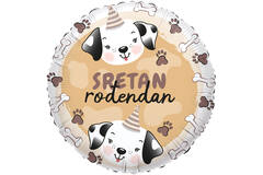 Foil Balloon - Puppies/Pas "SRETAN rođendan" - Croatian - 45 cm