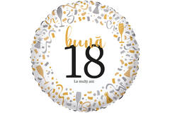Foil Balloon - "bună 18 La mulți ani" - Romanian - 45 cm