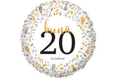 Foil Balloon - "bună 20 La mulți ani" - Romanian - 45 cm