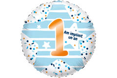 Foil Balloon - "1 Am implinit un an blau" - Romanian - 45 cm