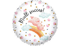 Foil Balloon - Mult noroc Porc "Mult succes!" - Romanian - 45 cm