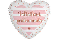 Foil Balloon - Heart Shape - "Felicitări pentru nuntă" - Romanian - 45 cm