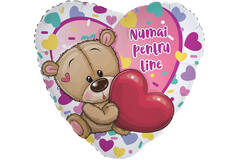 Foil Balloon - Heart Shape - "Numai pentru tine" - Romanian - 45 cm