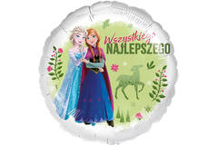 Foil Balloon - Anna & Elsa "Wszystkiego NAJLEPSZEGO" - Polish - 45 cm