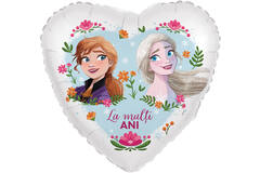 Foil Balloon - Heart Shape - Anna&Elsa "La mulți ANI" - Romanian - 45 cm