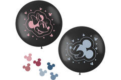 Confetti Latex Balloon - Mickey&Minnie - Gender Reveal - 48 cm - Black