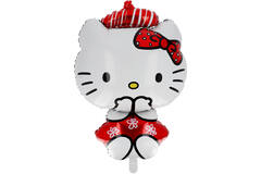 Foil balloon - Shaped - Hello Kitty - Paris - head and body - 48 x 71 cm