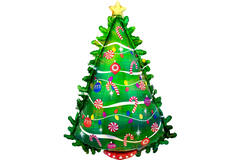 Foil Balloon - Shape - Green Christmas Tree Decorated - 66 x 91 cm