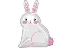 Junior Shape White Satin Bunny Foil Balloon S50 packaged 40 cm x 55 cm