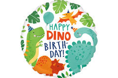Foil Balloon - "HAPPY DINO BIRTH-DAY!" - 45 cm