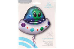 Foil Balloon - Shape - Alien in Spaceship - Holographic - 71 x 53 cm