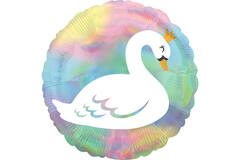 Standard Iridescent Pastel Swan Foil Balloon S55 Packaged 43 cm