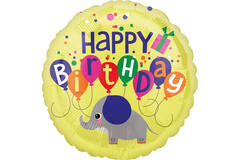 Standard Elephant Birthday Foil Balloon S40 Packaged 43 cm