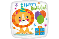 Foil Balloon - Shape - Square - "Happy Birthday!" - Little Lion - 45 cm