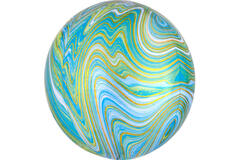 Orbz Marblez Blue Green Foil Balloo