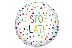 Foil Balloon - "STO LAT!" - Confetti - 45 cm