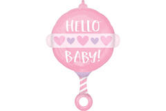 Standard Shape Baby Girl Rattle Foil Balloon S50 Packaged 43 cm x 60 c