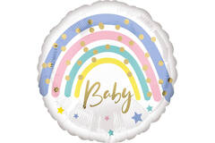 Standard Pastel Rainbow Baby Foil Balloon S40 Packaged 43 cm