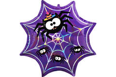 Foil Balloon - Shape - Spider Web - Purple and Iridescent