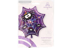 Foil Balloon - Shape - Spider Web - Purple and Iridescent