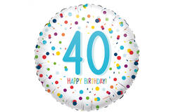 Foil Balloon - "40 HAPPY BIRTHDAY!" - Confetti - 45 cm