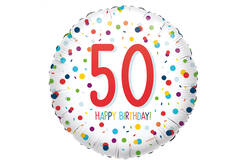 Foil Balloon - "50 HAPPY BIRTHDAY!" - Confetti - 45 cm