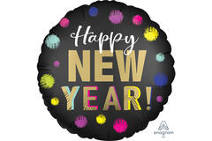 Foil Balloon - "Happy NEW YEAR!" - Satin Dotted - 45 cm