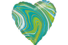 18in/45cm Marblez Blue Green Heart