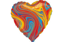 Standard Marblez Colorful Heart Foil Balloon S18 Packaged