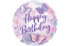 Foil Balloon - "Happy Birthday" - Flutter - Lilac - 45 cm